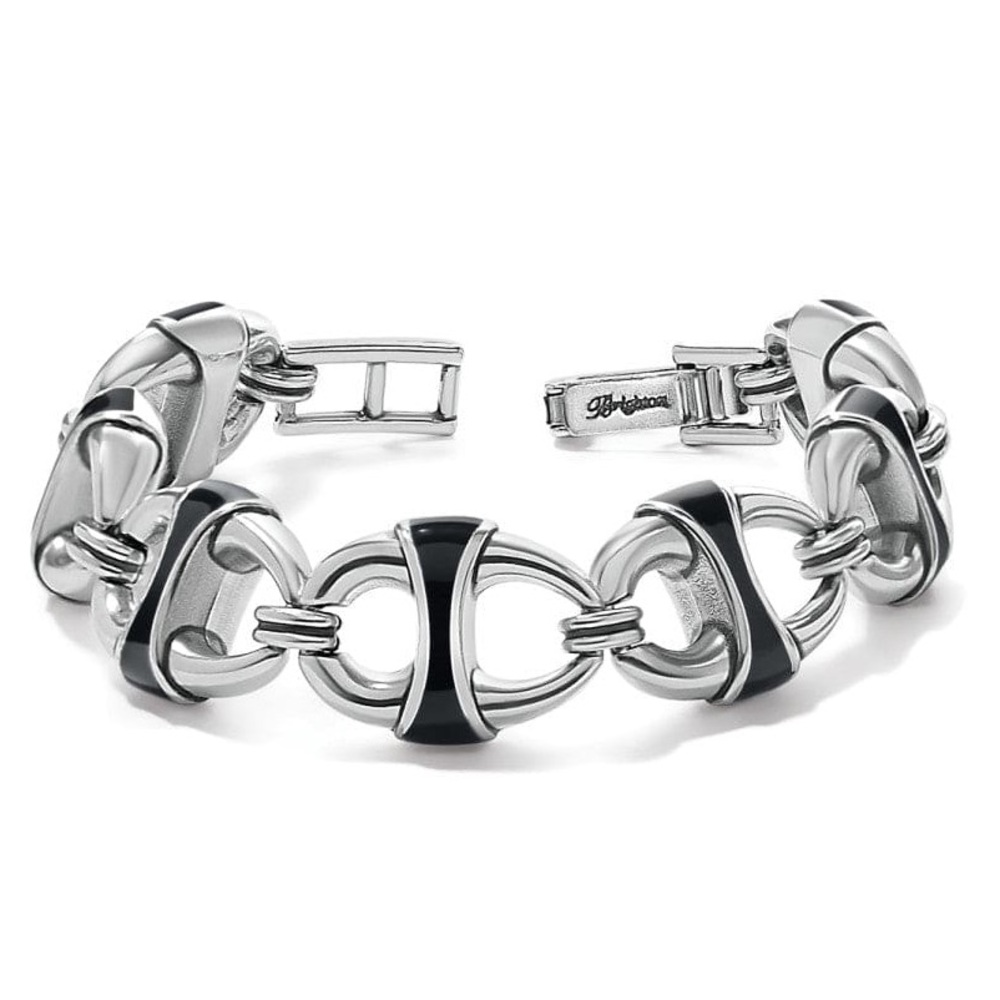BRIGHTON NWT Portofino Link Reversible Bracelet • Silver Black Links • JF0125